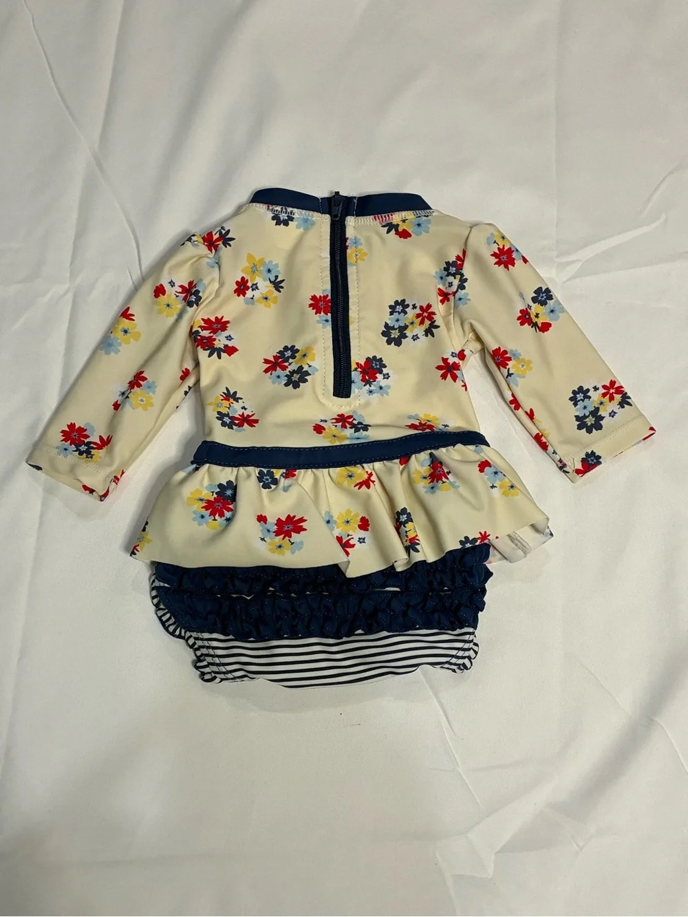RuffleButts Baby Girl Floral Peplum Rash Guard Swimsuit 0-3M Swim